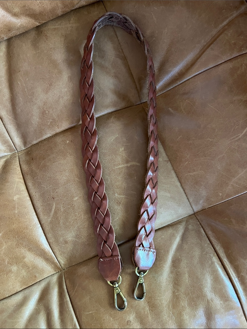 Madewell Braided Leather Bag Strap in English Saddle